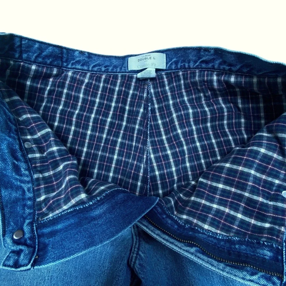 L.L. Bean Vintage Double L Classic Fit Insulated‎ Blue Denim Jeans 38x29